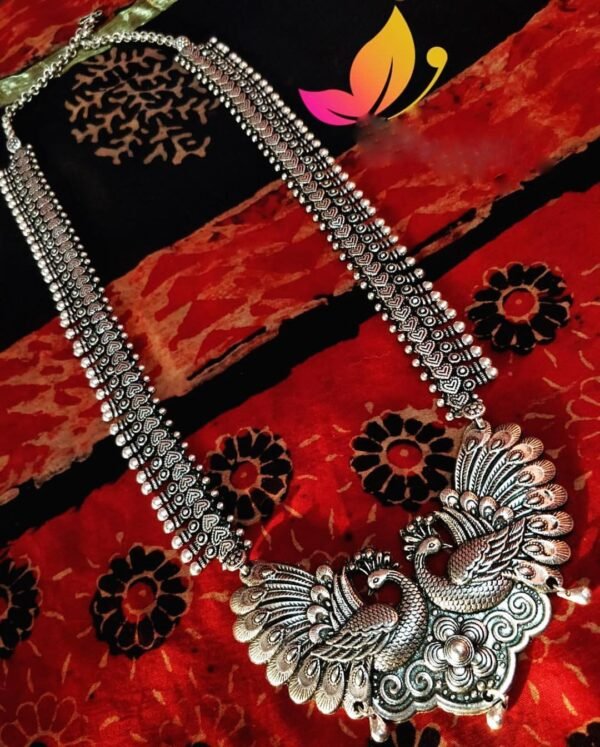 Oxidised Heavy Peacock Style Necklace BJN001
