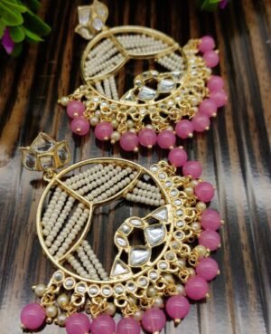 Pink meenakari earrings