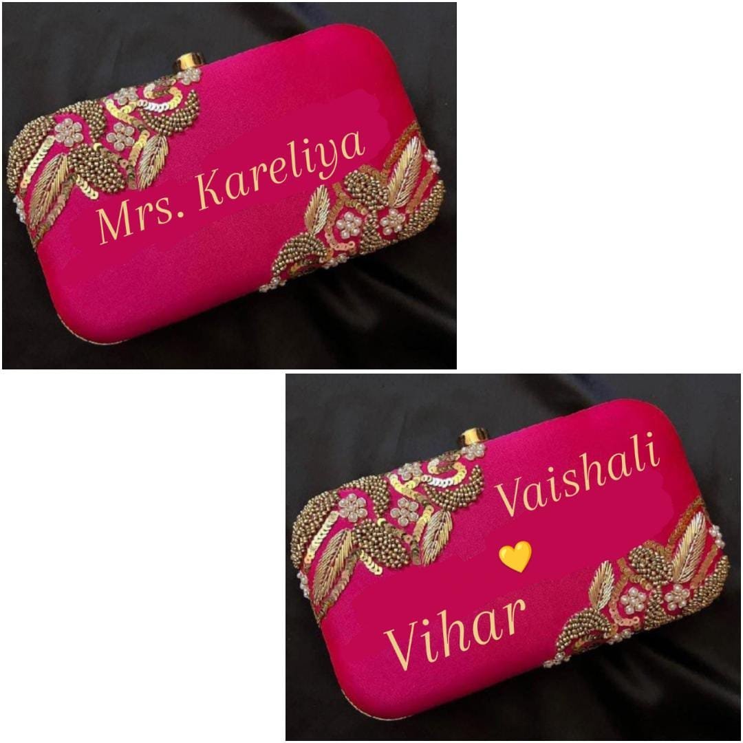 Customized embroidered Velvet clutch - Image 3