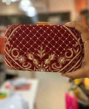 Customized embroidered velvety clutches