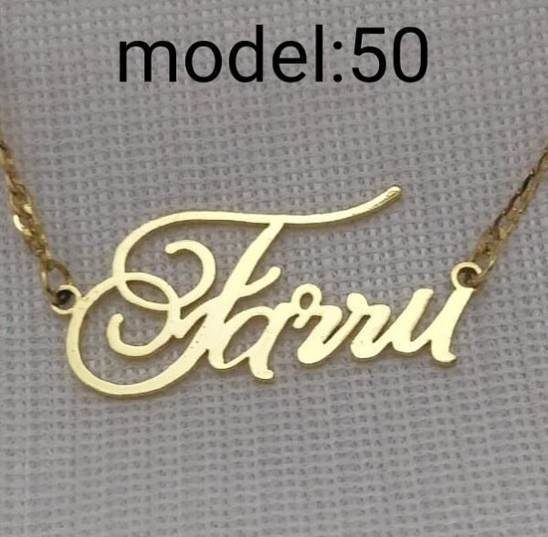 Customized Brass Gold Name Pendant - Image 3