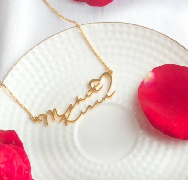 Buy Personalized Double Name Necklace with Heart in Cursive