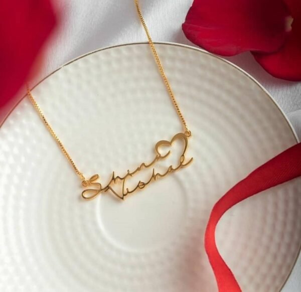 Buy Personalized Double Name Necklace with Heart in Cursive