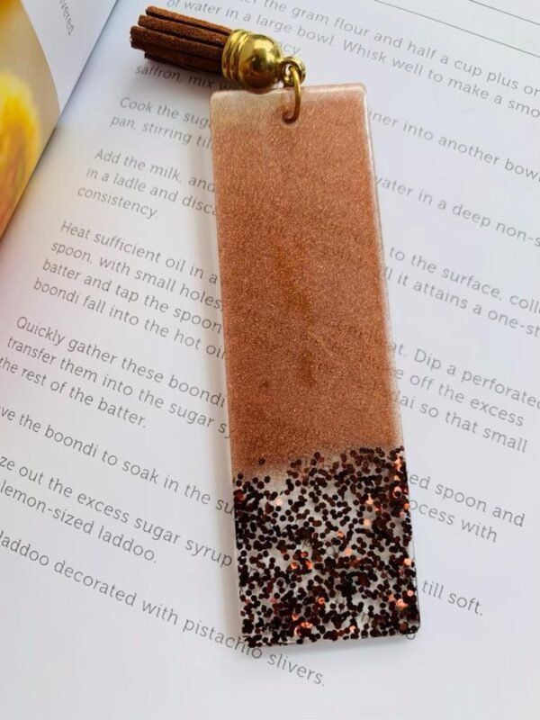 Brown Glitter Resin Bookmarks with Tassel