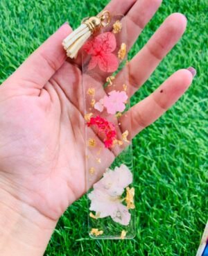 Floral Glitter Resin Bookmarks with Tassel