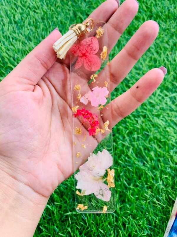 Floral Glitter Resin Bookmarks with Tassel