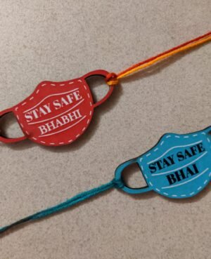 Customized Stay Safe Mask Printed Rakhi For Kids