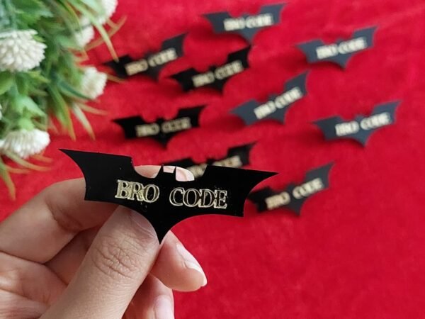 Customized Bro Code brooches for team groom