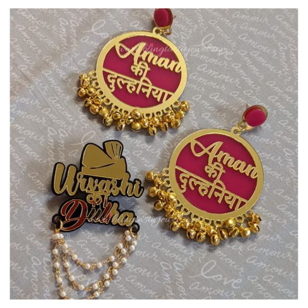 Customised Earrings & Brooch Combo for DulhaDulhan