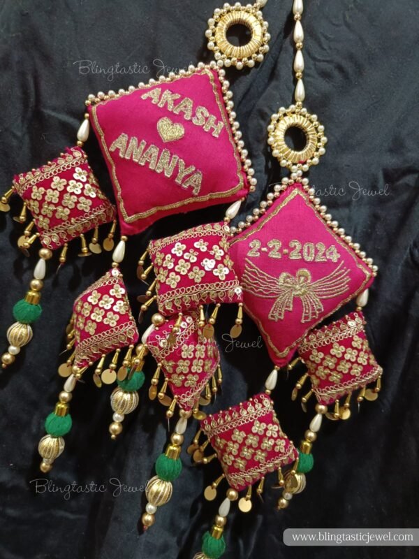 designer customized lehenga latkan for the bride to be