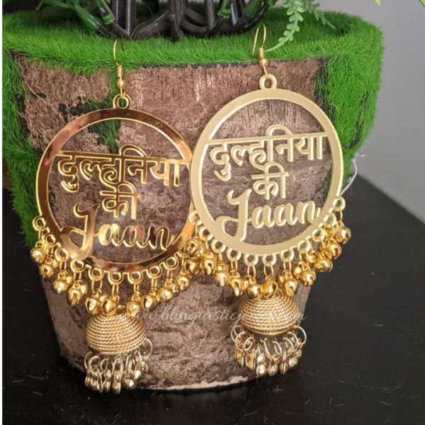 customized dulhaniya earrings with jhumkhi