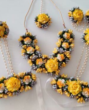 Buy yellow mulberry floral set for haldi