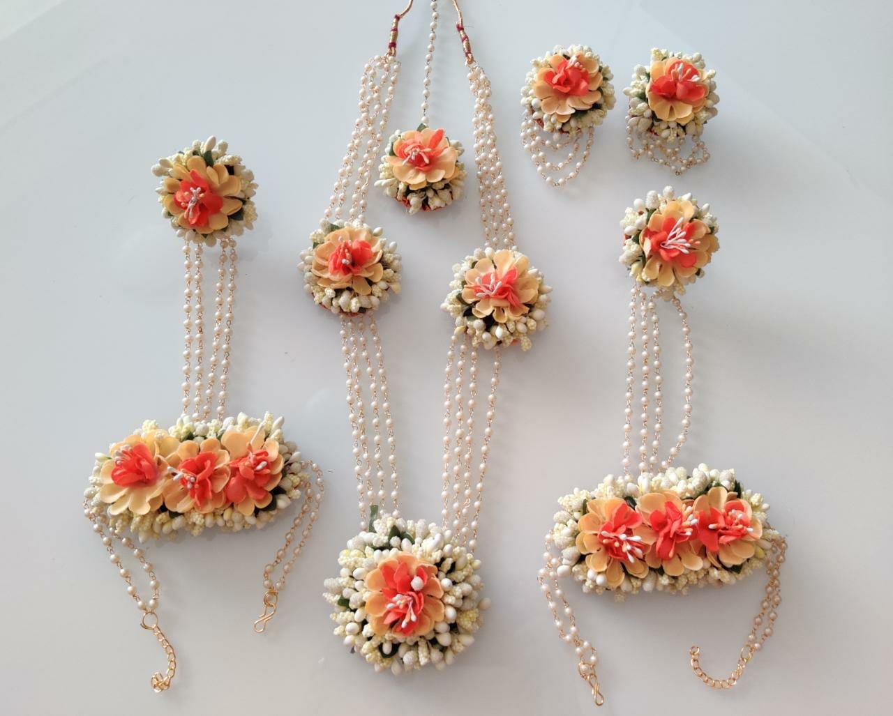 Orange and white floral set for baby shower