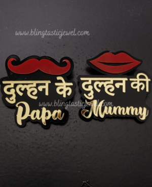 Dulhan ke papa and mummy customized brooch for wedding