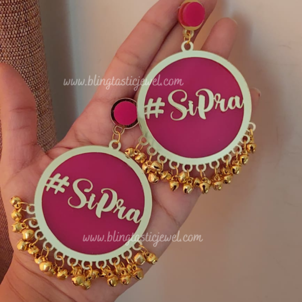 Customized name earrings for bride and her team