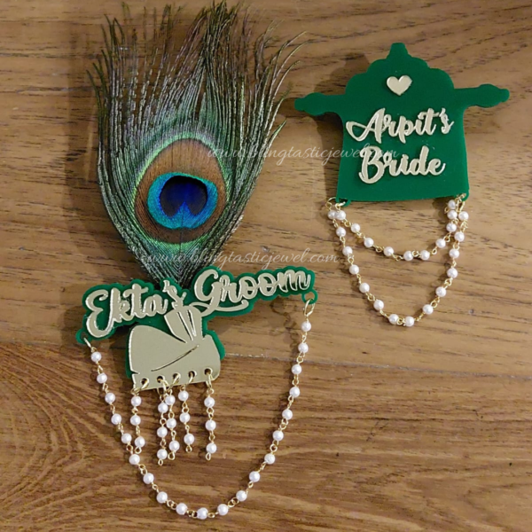 groom and bride designer brooches for wedding