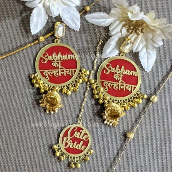 Customized dulhe ki behen earring with mangtikka