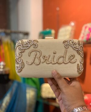 Hand Embroidery Customized Name Clutch for bride to be