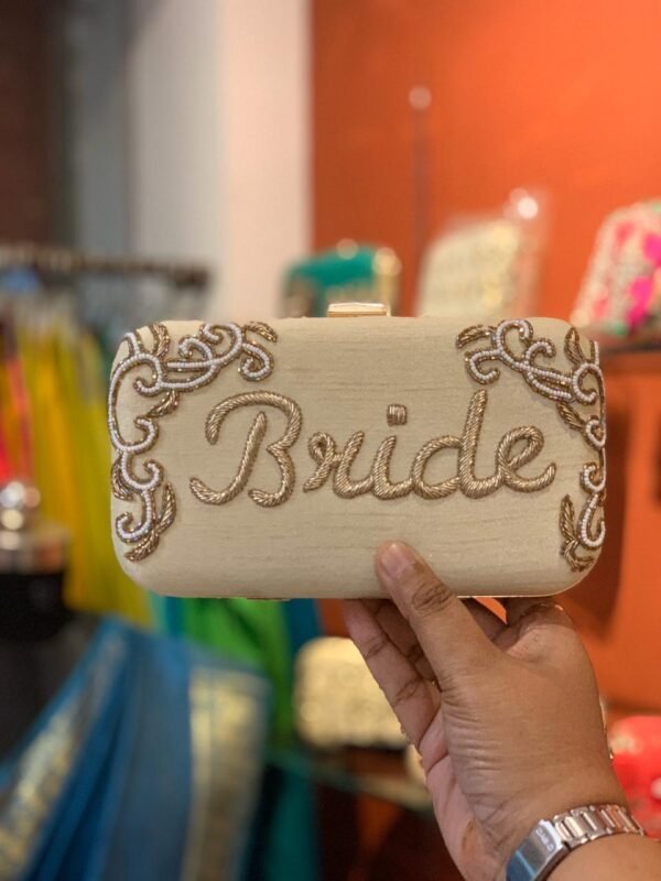 Hand Embroidery Customized Name Clutch for bride to be