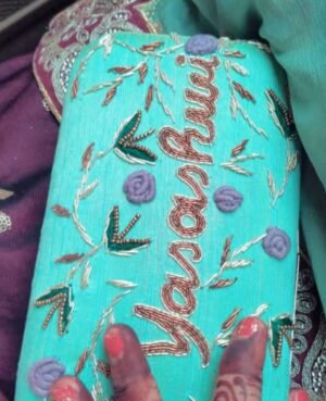 customized embroidered silk clutches