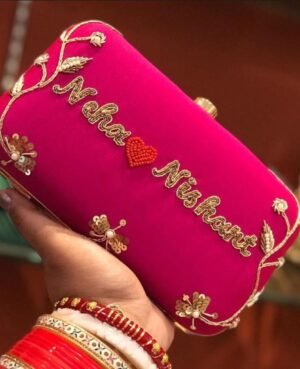 customized printed embroidered clutch