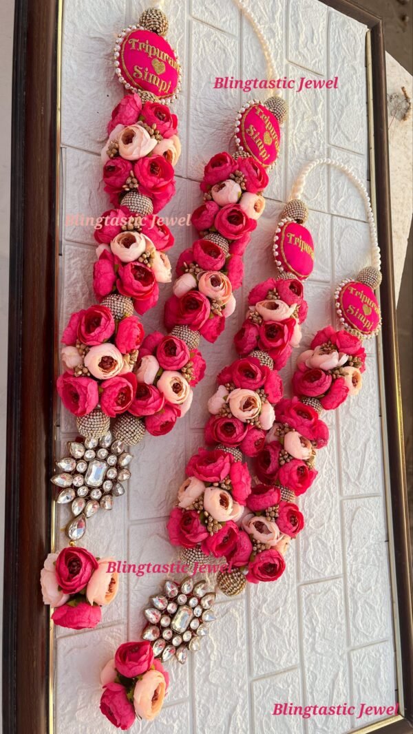 Perosnalised Heavy Name Varmala (Wedding Garland) in Dual Shade Roses
