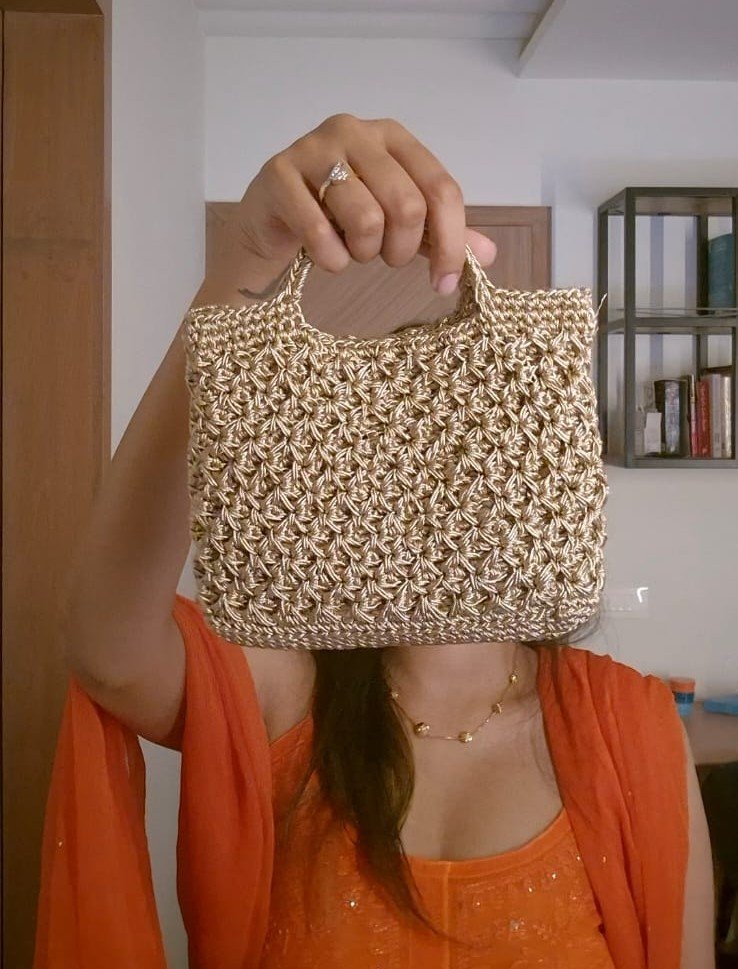 Handmade Crochet small jari Purse ~ Color can be customised